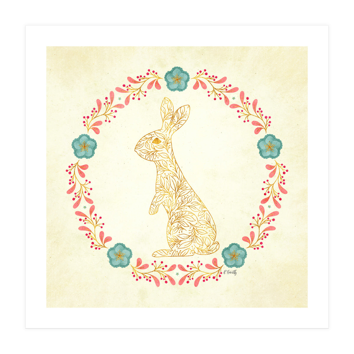 Floral Rabbit Wreath (Print Only)
