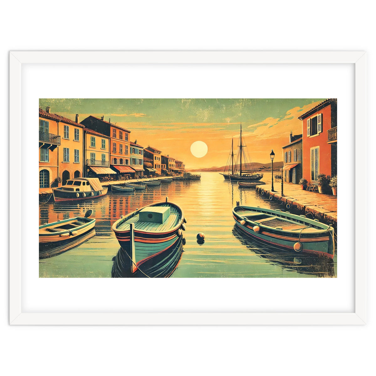 Vintage Harbor Sunset Poster
