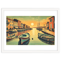 Vintage Harbor Sunset Poster