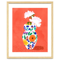 The Flowerpot, Floral Nature Watercolor Painting, Eclectic Bohemian Blossom Plants, Maximalism Contemporary Boho