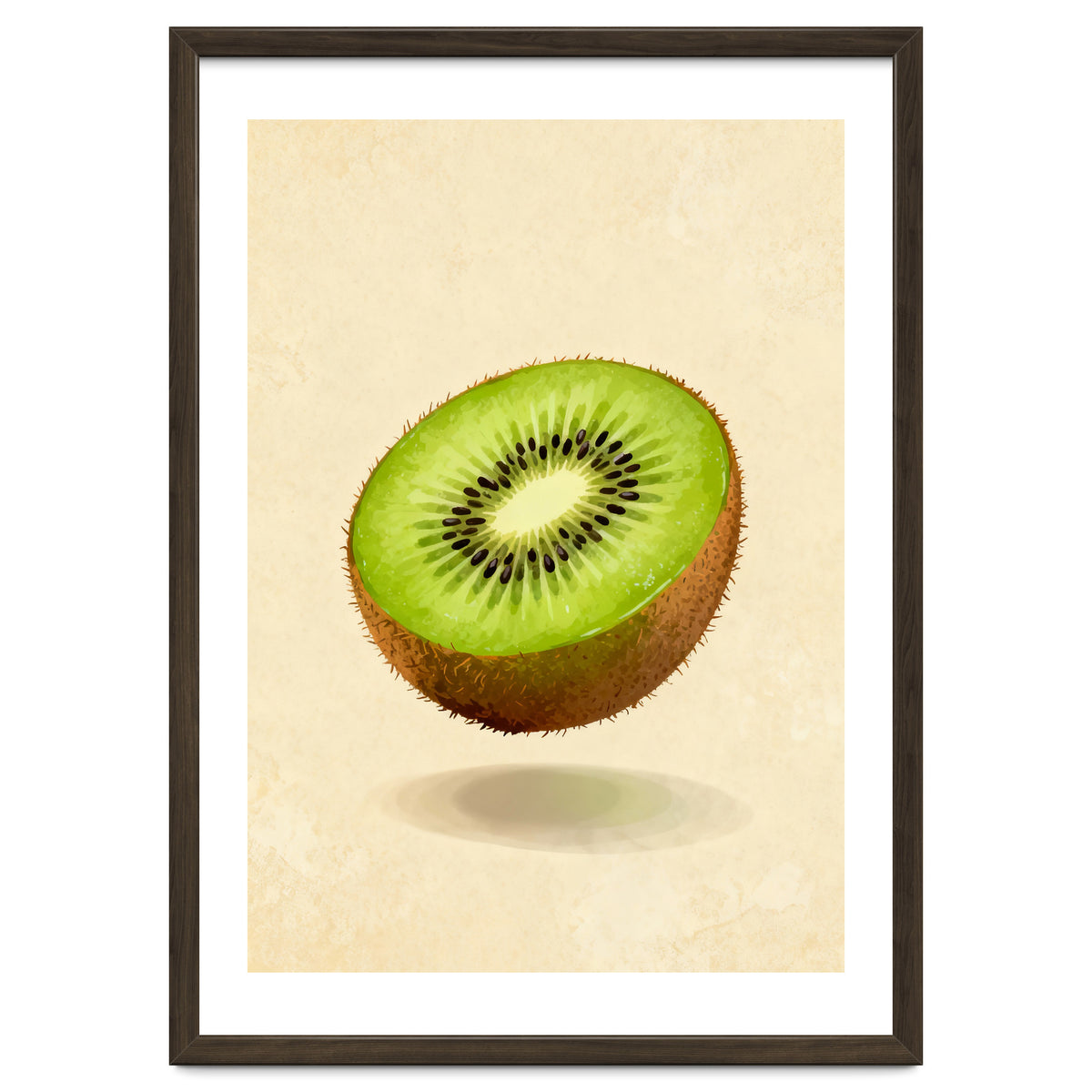 Kiwi Slice, Watercolor Fruit, Fresh Green Art