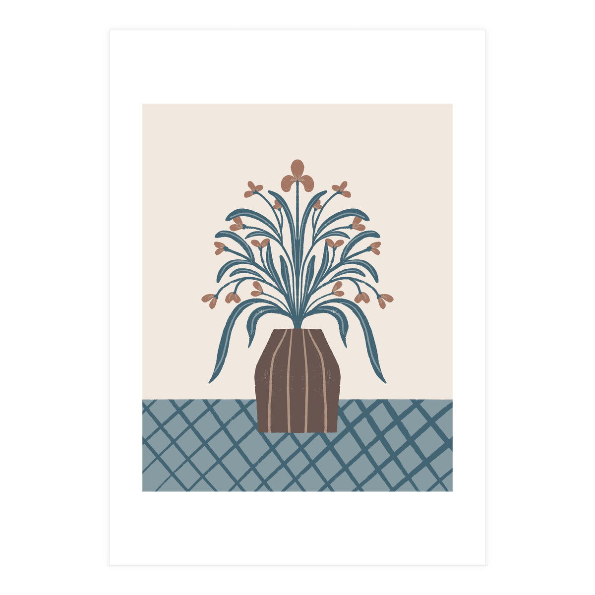 Earthy Modern Vase with Florals (Print Only)