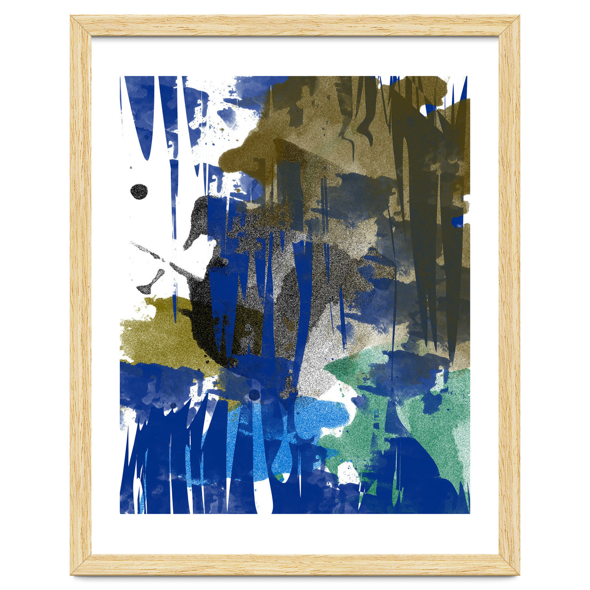 A Beautiful Mess, Abstract Blue Black Dark Eclectic Painting, Luxe Texture Contemporary Modern