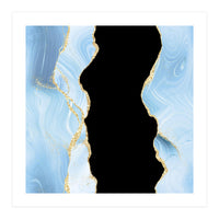 Blue & Gold Glitter Agate Texture 02  (Print Only)