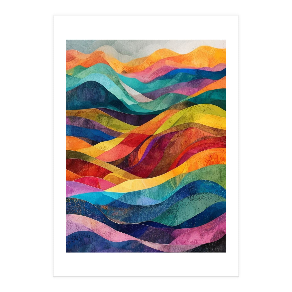 Vibrant Abstract Ribbon Landscape Art (Print Only)