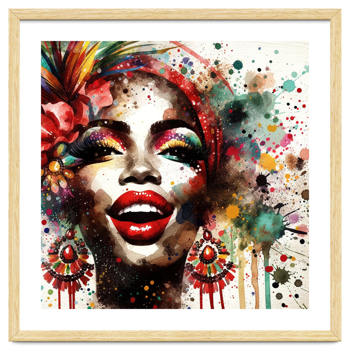 Brazilian Carnival Watercolor Portrait