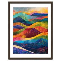 Vibrant Abstract Patchwork Landscape Art