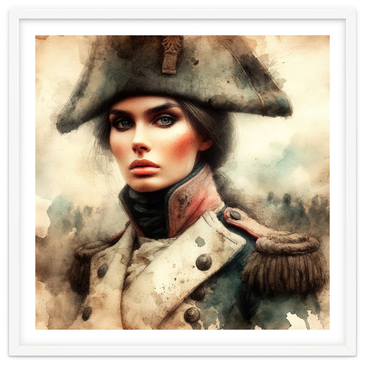 Napoleonic Officer Woman Portrait