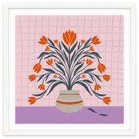 Tulips in a vase - orange and violet