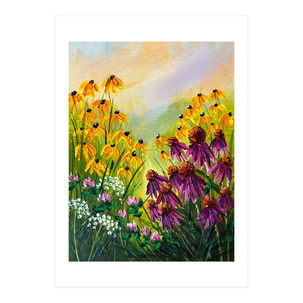 Impasto Wildflower Meadow Painting  (Print Only)