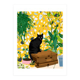 Urban Jungle Cat, Black Cats Pets Terrazzo Decor, Whimsical Bohemian Animals Illustration, Eclectic Quirky Travel (Print Only) thumbnail