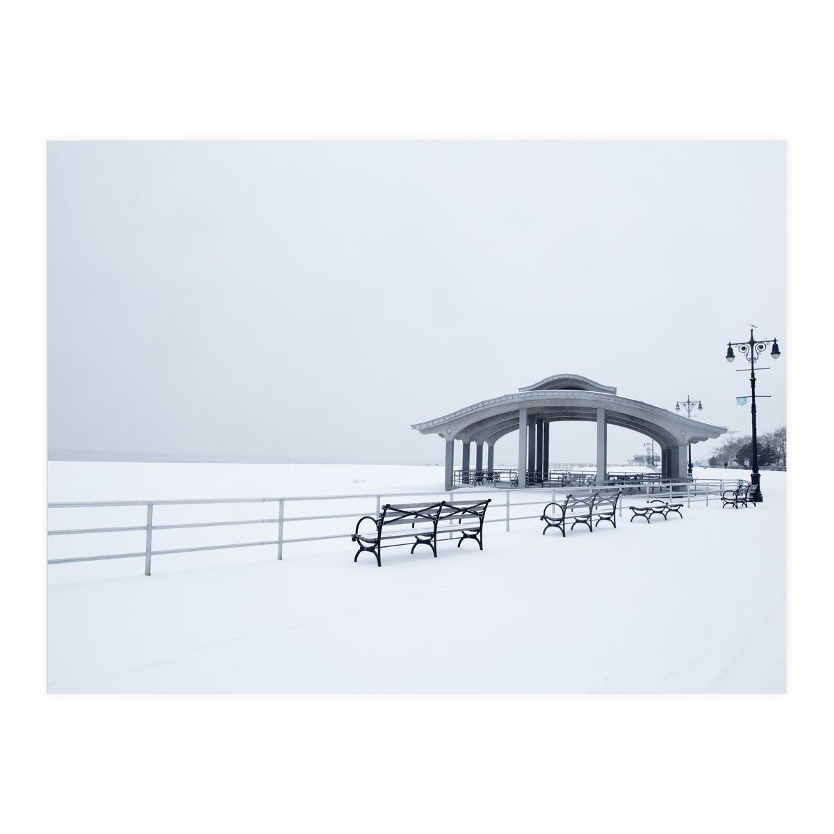 Benches in the Winter seascape  (Print Only)