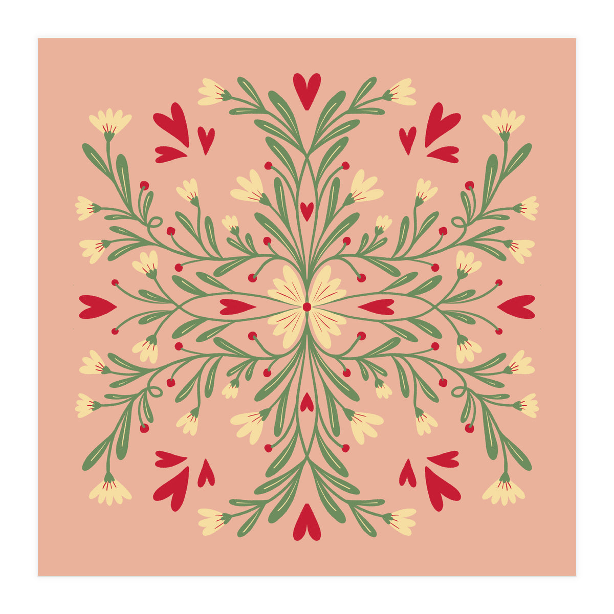 Flowers And Hearts  (Print Only)