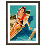 Pinup Sexy Girl In A Boat And A Lost Paddle thumbnail