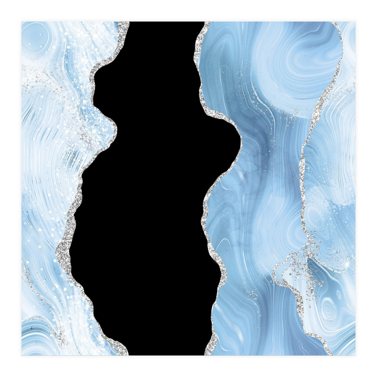 Blue & Silver Agate Glitter Texture 02 (Print Only)