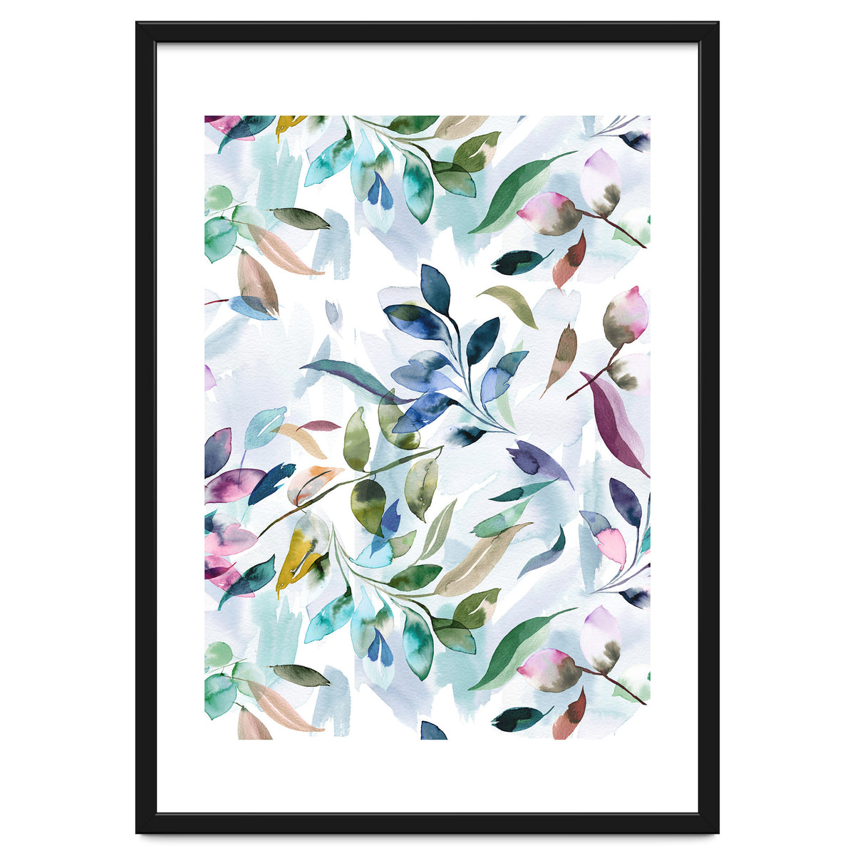 Watercolor Tranquility Leaves Mauve