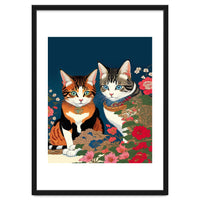 The Perfect Companion, Cute Cats Japanese Pets, Whimsical Animals Cat Vintage Love Friends Together