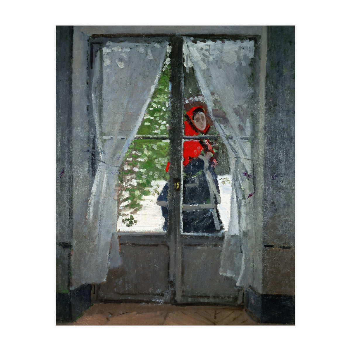 Mme. Monet with a red hat called &quot; The Red Kerchief&quot, ca. 1870. (Print Only)