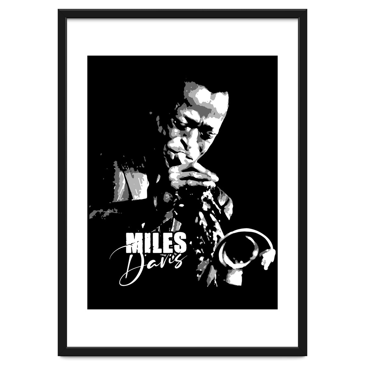 Miles Davis American Jazz Trumpeter in Grayscale