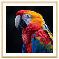 Scarlet Macaw Parrot Vibrant Plumage Close Up