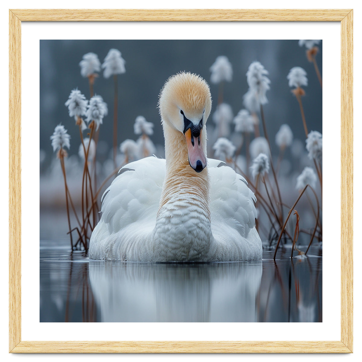 Swan Floating Serene On Calm Water
