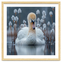Swan Floating Serene On Calm Water