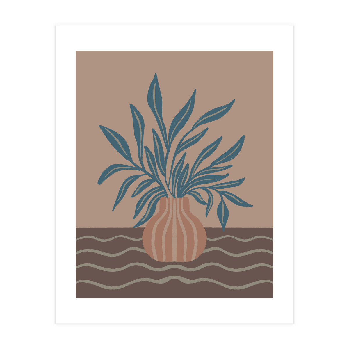 Modern Vase with Tropical Leaves (Print Only)