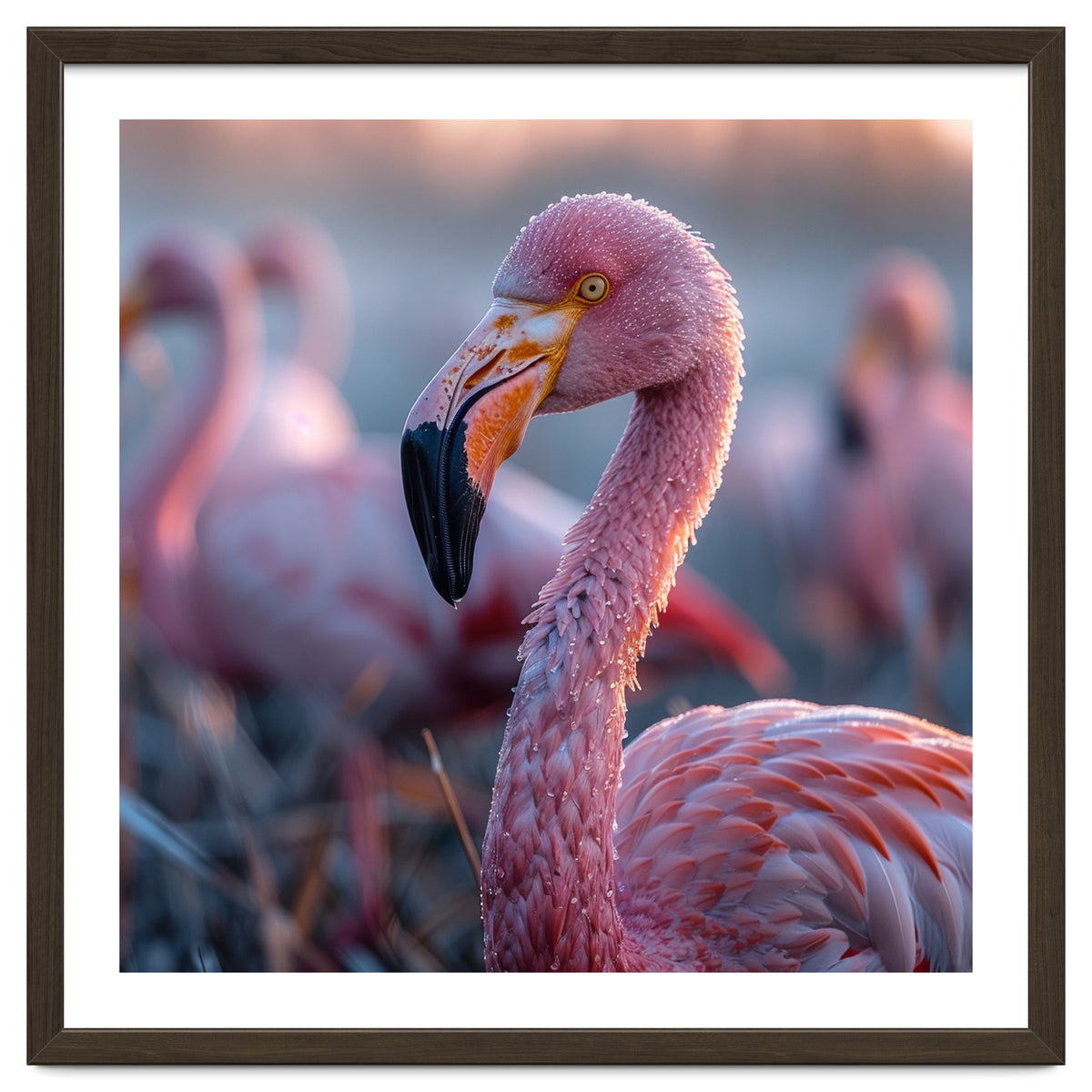 Close Up Of A Pink Flamingo Bird In Natural Light