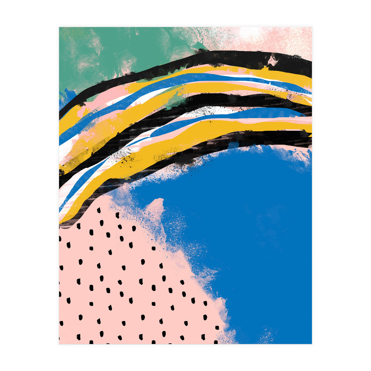 Abstract Pink Blue Dreamy Painting (Print Only)