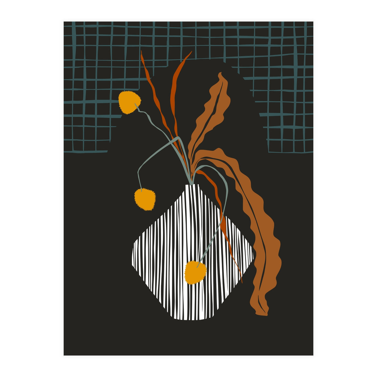 Midcentury ikebana dark (Print Only)