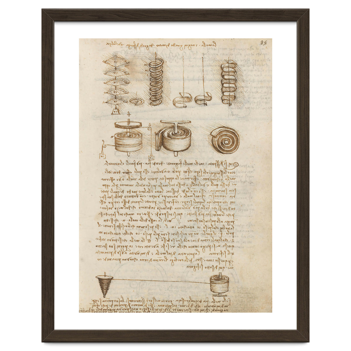 Folio f 85r. Codex Madrid I (Ms. 8937) "Treaty of statics and mechanics", 192 folios with 384 pag...