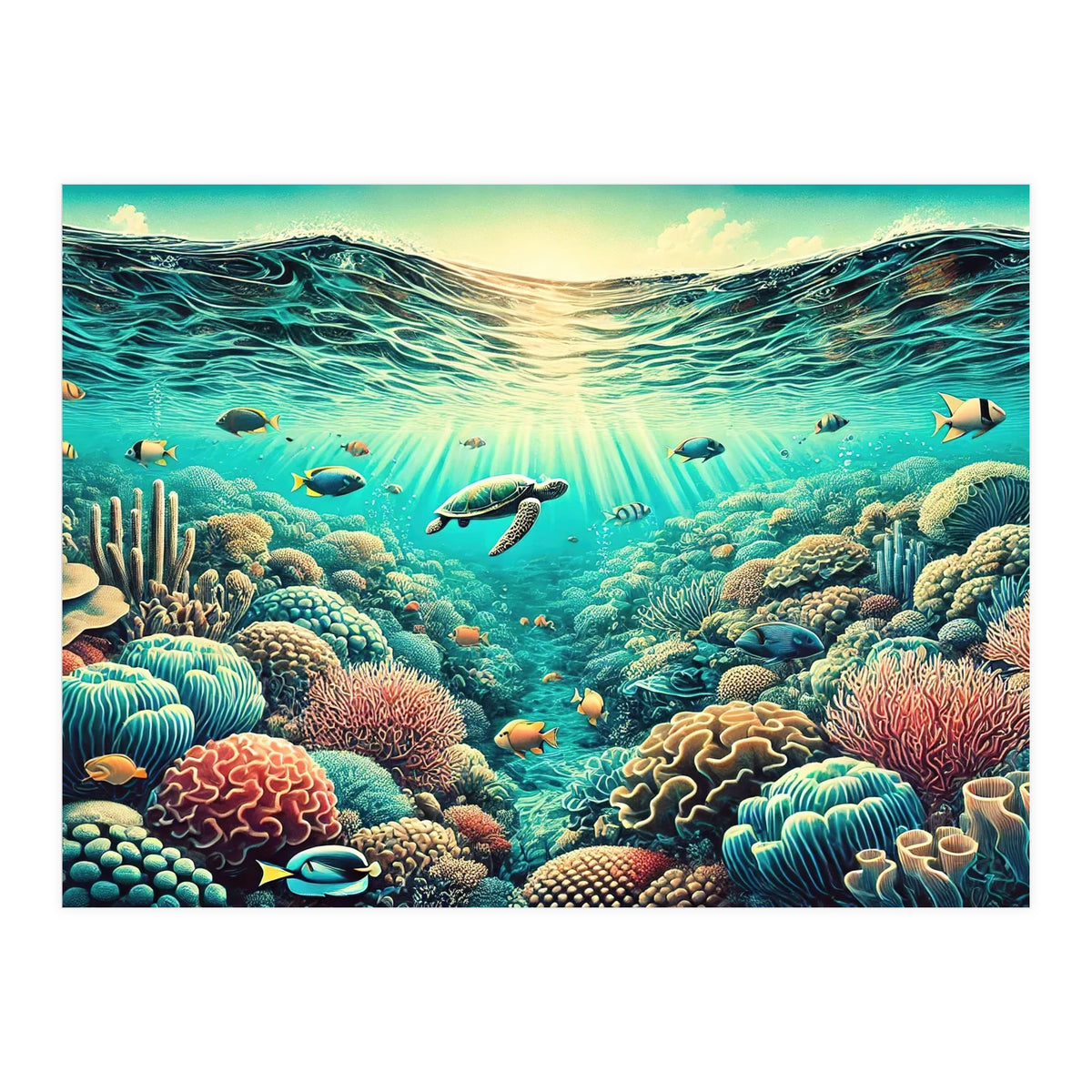 Vintage Australia, Great Barrier Reef Poster (Print Only)