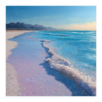 Sparkling Pastel Shoreline with Glittering Turquoise Waves (Print Only)