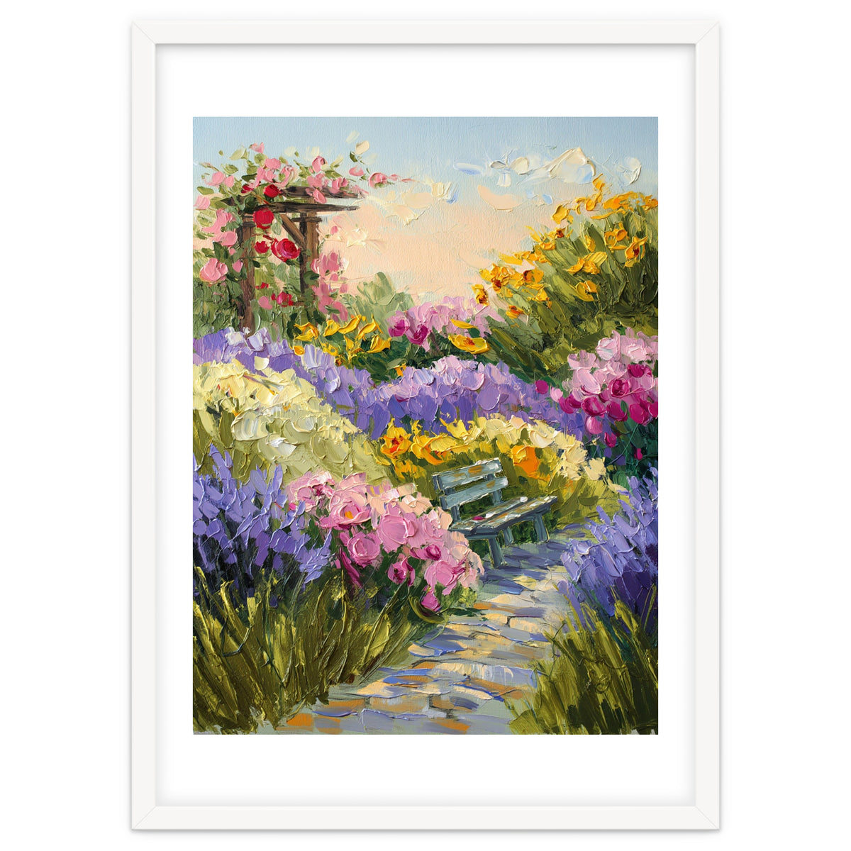 Serene Summer Garden Path Oil Painting