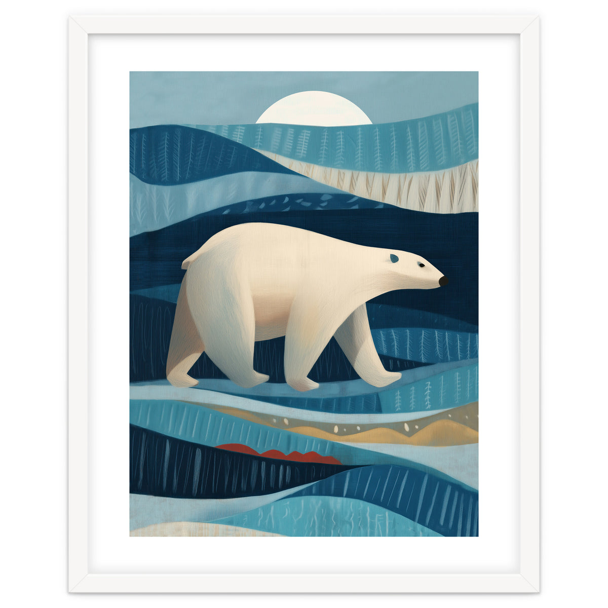 Polar Bear In The Blue Arctic