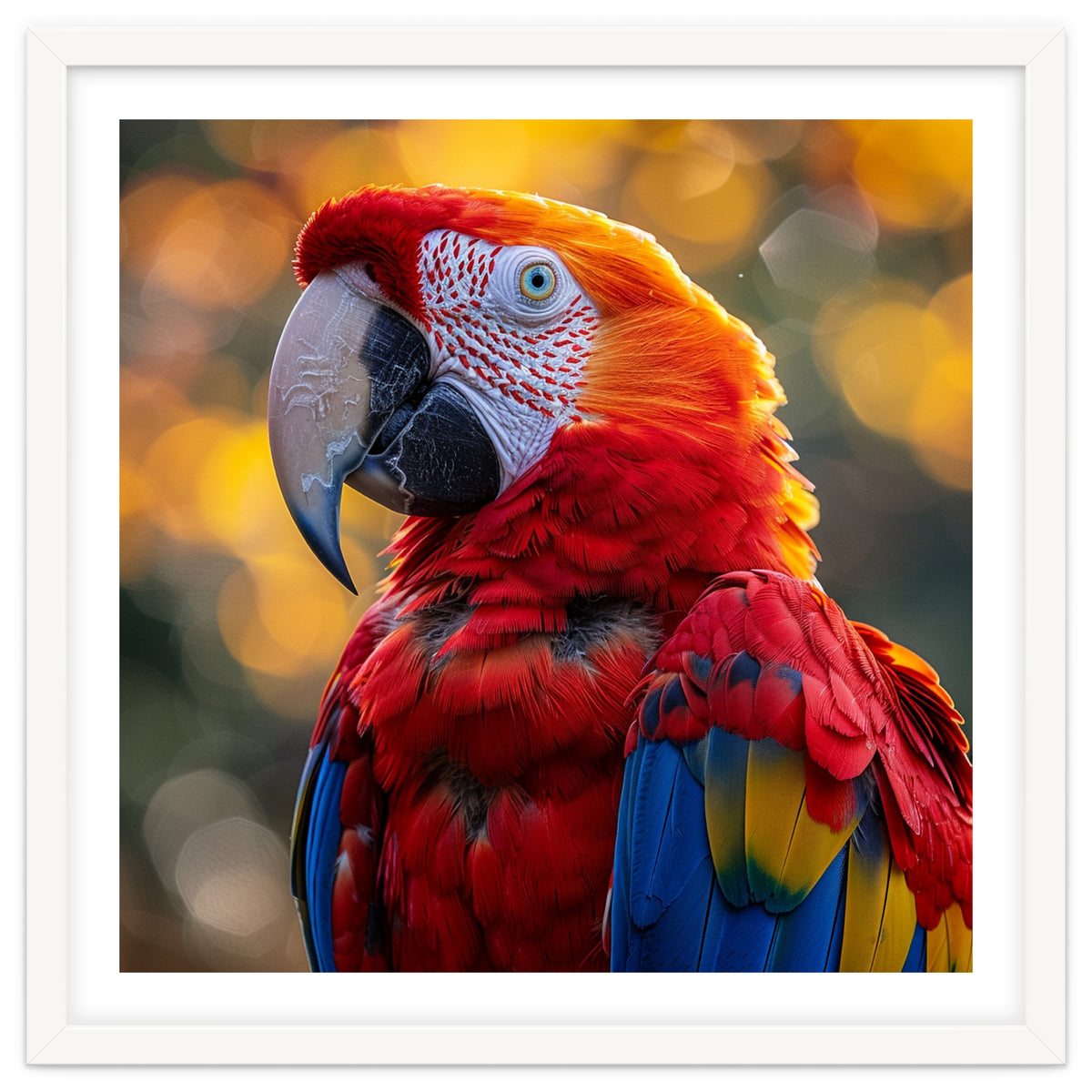Scarlet Macaw Parrot Close Up Portrait