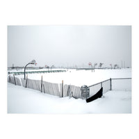 Snow-covered deserted basketball court in winter (Print Only)