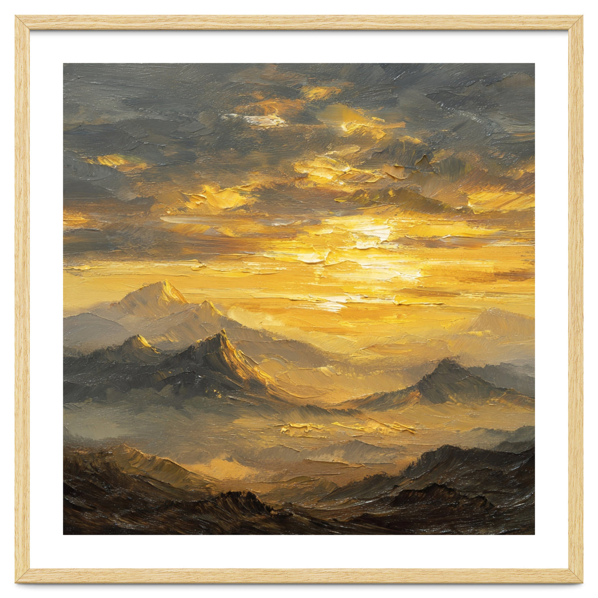 Vibrant Golden Hour Horizon Over Distant Mountain Ridges