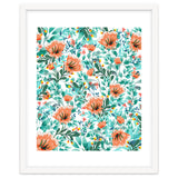 Tangerine Dreams, Orange & Mint Botanical Jungle Watercolor Painting, Colorful Plants Floral Summer thumbnail