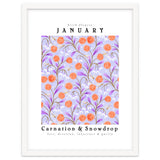 Carnations And Snowdrop January Birth Flower Floral Print thumbnail