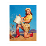 Pinup Sexy Woman Posing With A Hot Teapot (Print Only) thumbnail