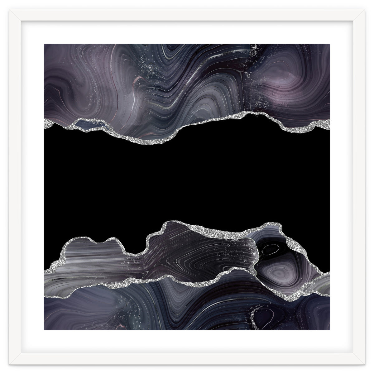 Black & Silver Glitter Agate Texture 03