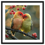 Two Lovebirds Sitting On A Branch thumbnail