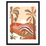 Epiphany, Pastel Rustic Sunrise Sunset, Bohemian Nature Landscape Illustration, Mountains Adventure Palm Trees thumbnail
