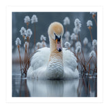 Swan Floating Serene On Calm Water (Print Only) thumbnail