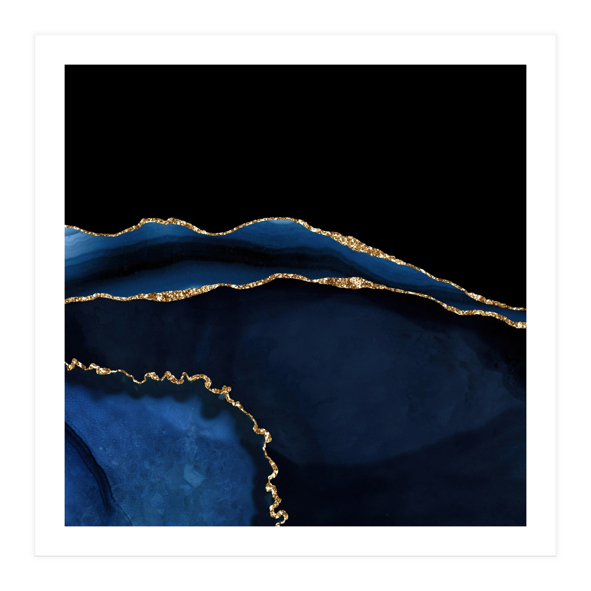 Navy & Gold Agate Texture 05  (Print Only)