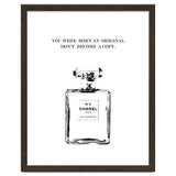 Born Original, Fashion Perfume Bottle Quote Art, Coco Chanel, Chic Decor thumbnail