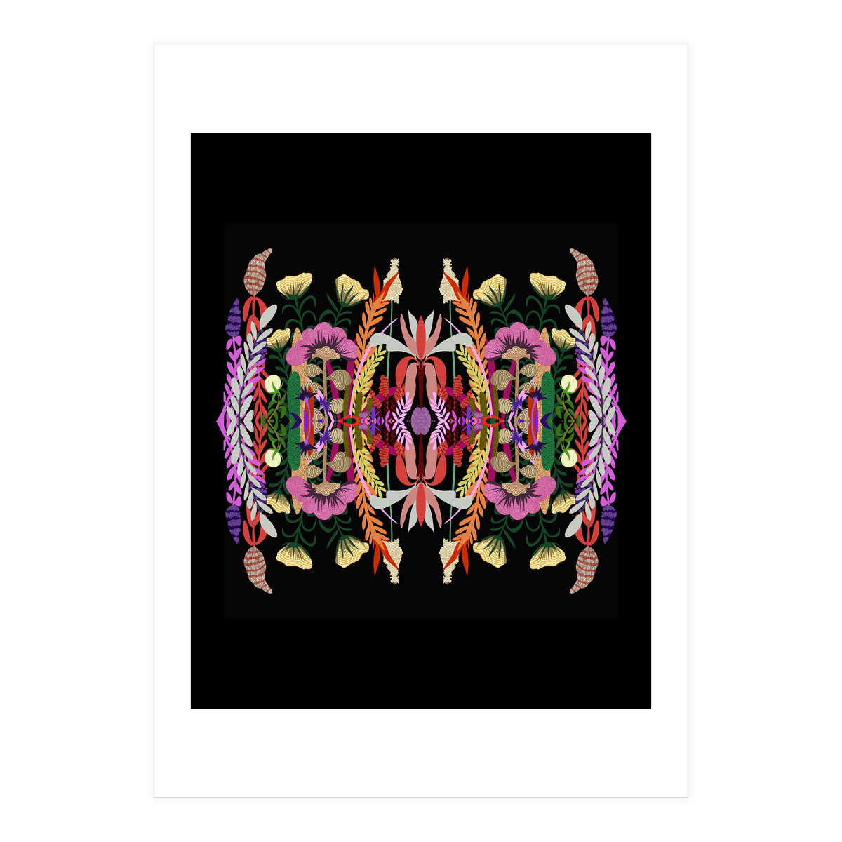 The Butterfly Effect Series 01, Paint Blot Mirror Colorful, Symmetrical Graphic, Eclectic Mandala (Print Only)