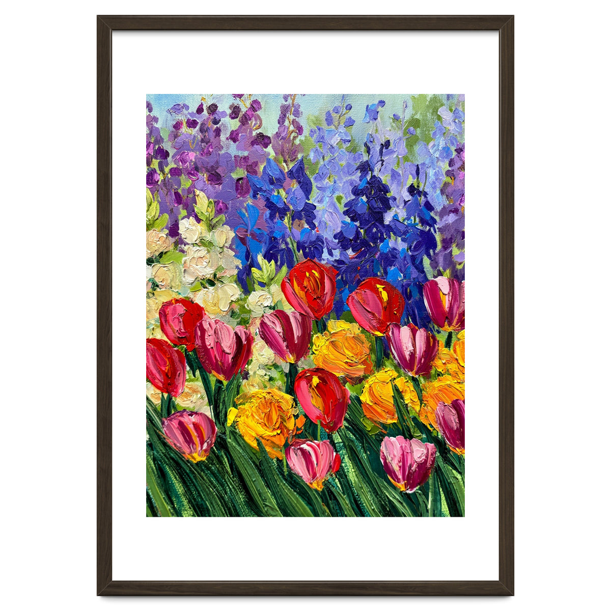 Vibrant Summer Tulip Garden Oil Painting