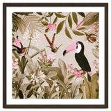 Vintage Exotic Birds Sepia Rainforest Flower Jungle thumbnail